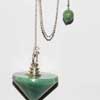 Green Aventurine Pendulum for Healing Pagan Metal Chain with a crystal ball at the ned is included.